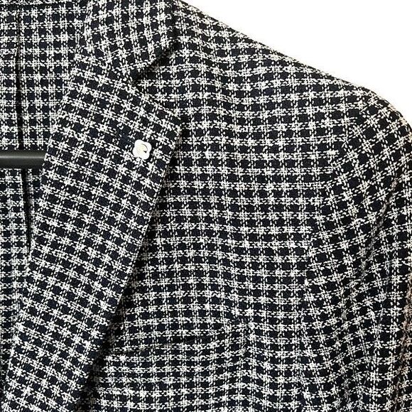 STAFFORD Men's Classic Fit Navy Blue Check Sport Coat Blazer Jacket 44R NWT - Picture 4 of 16